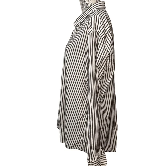 Ermengildo Zegna 100% cotton xxl white and brown striped men’s dress shirt - Picture 2 of 11